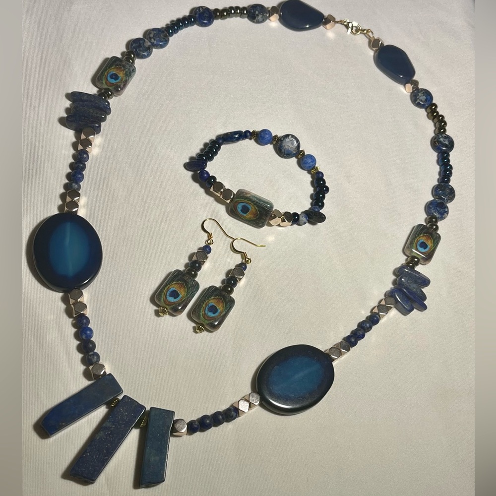 Artisan Handmade Empress Necklace, Bracelet and Earrings set.